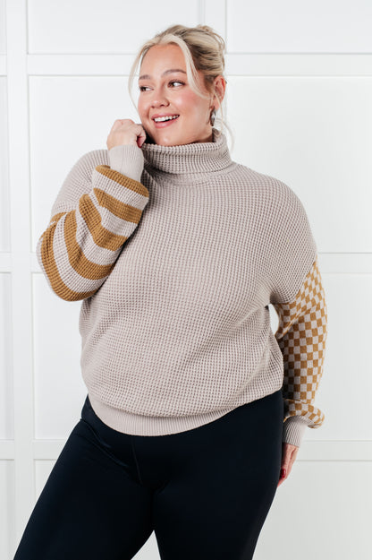 Cozy Patchwork Turtleneck Sweater