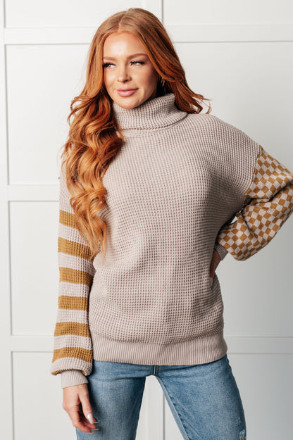 Cozy Patchwork Turtleneck Sweater