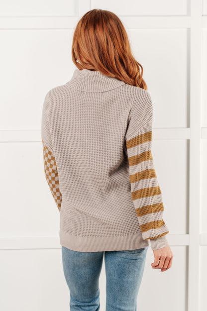 Cozy Patchwork Turtleneck Sweater