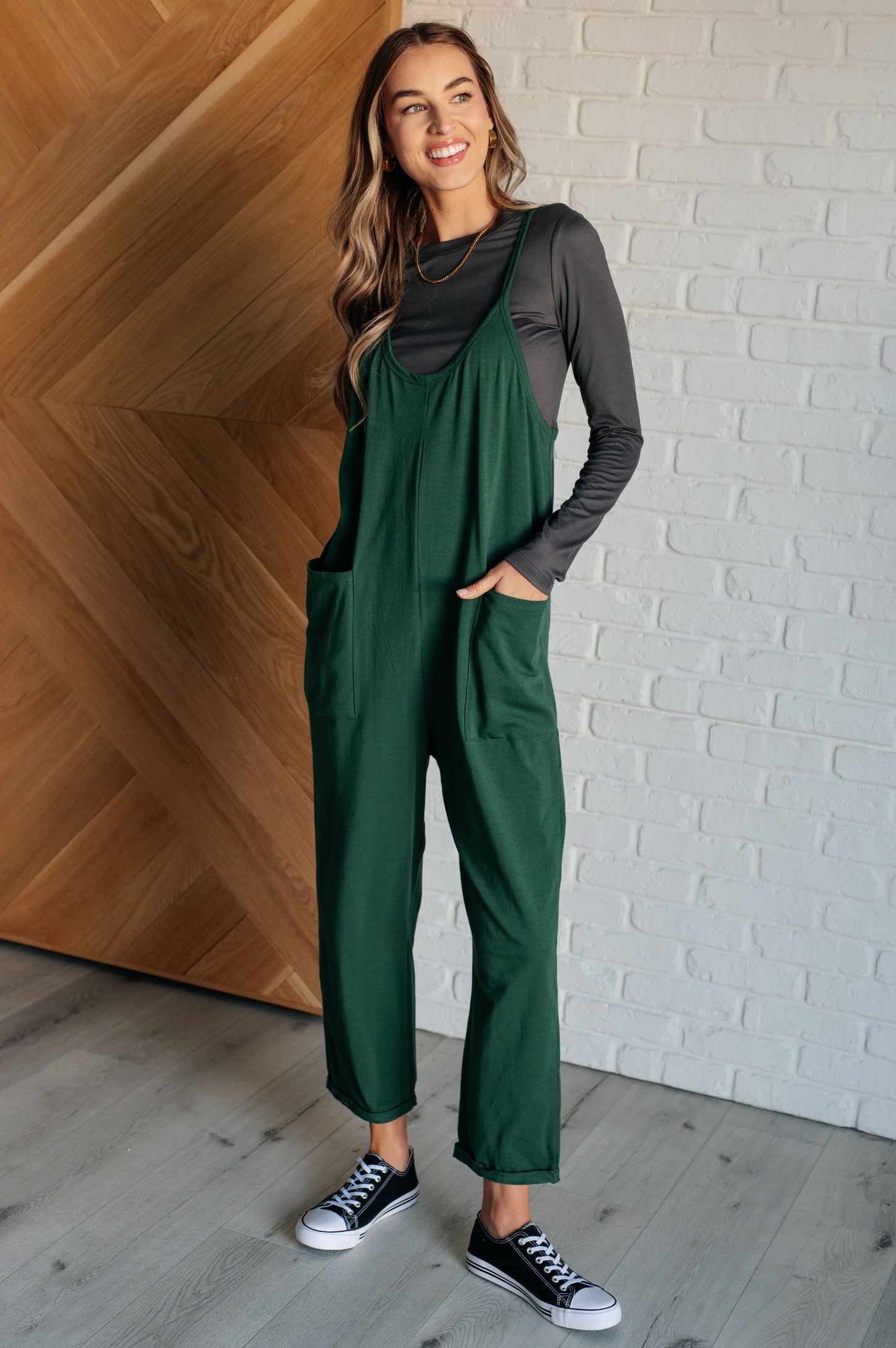 Effortlessly Yours Strappy Jumpsuit in Dark Green