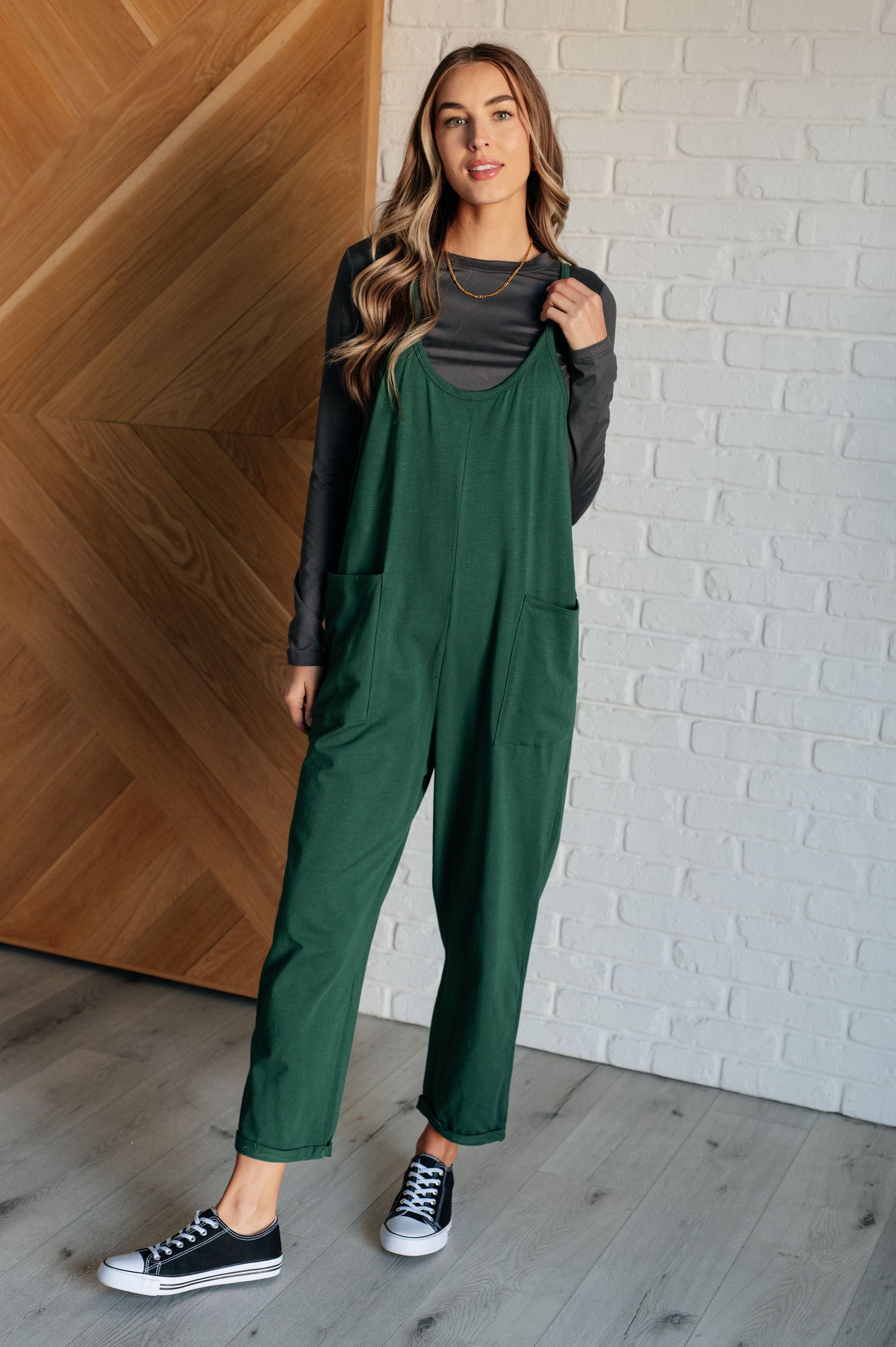 Effortlessly Yours Strappy Jumpsuit in Dark Green