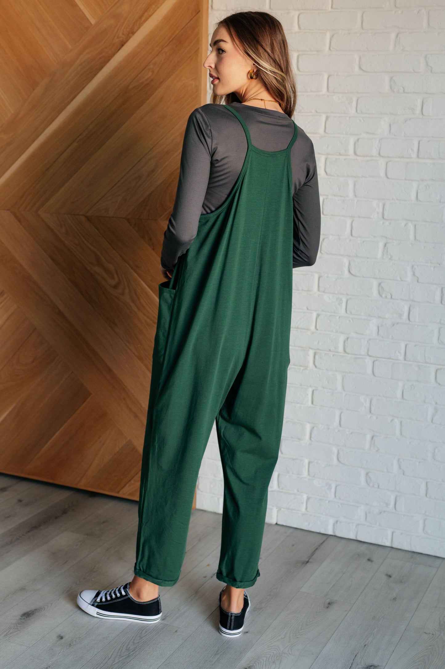 Effortlessly Yours Strappy Jumpsuit in Dark Green