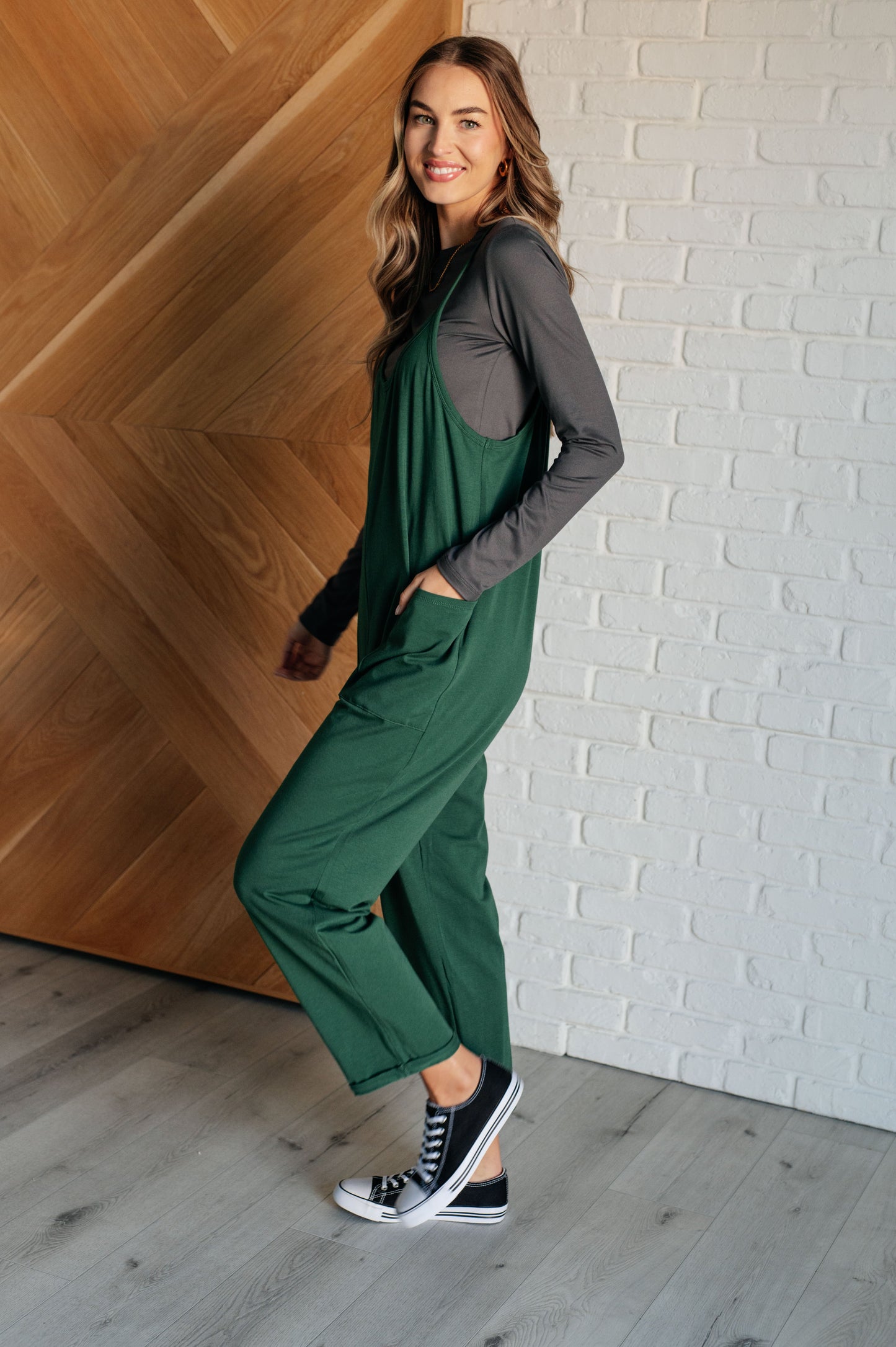 Effortlessly Yours Strappy Jumpsuit in Dark Green