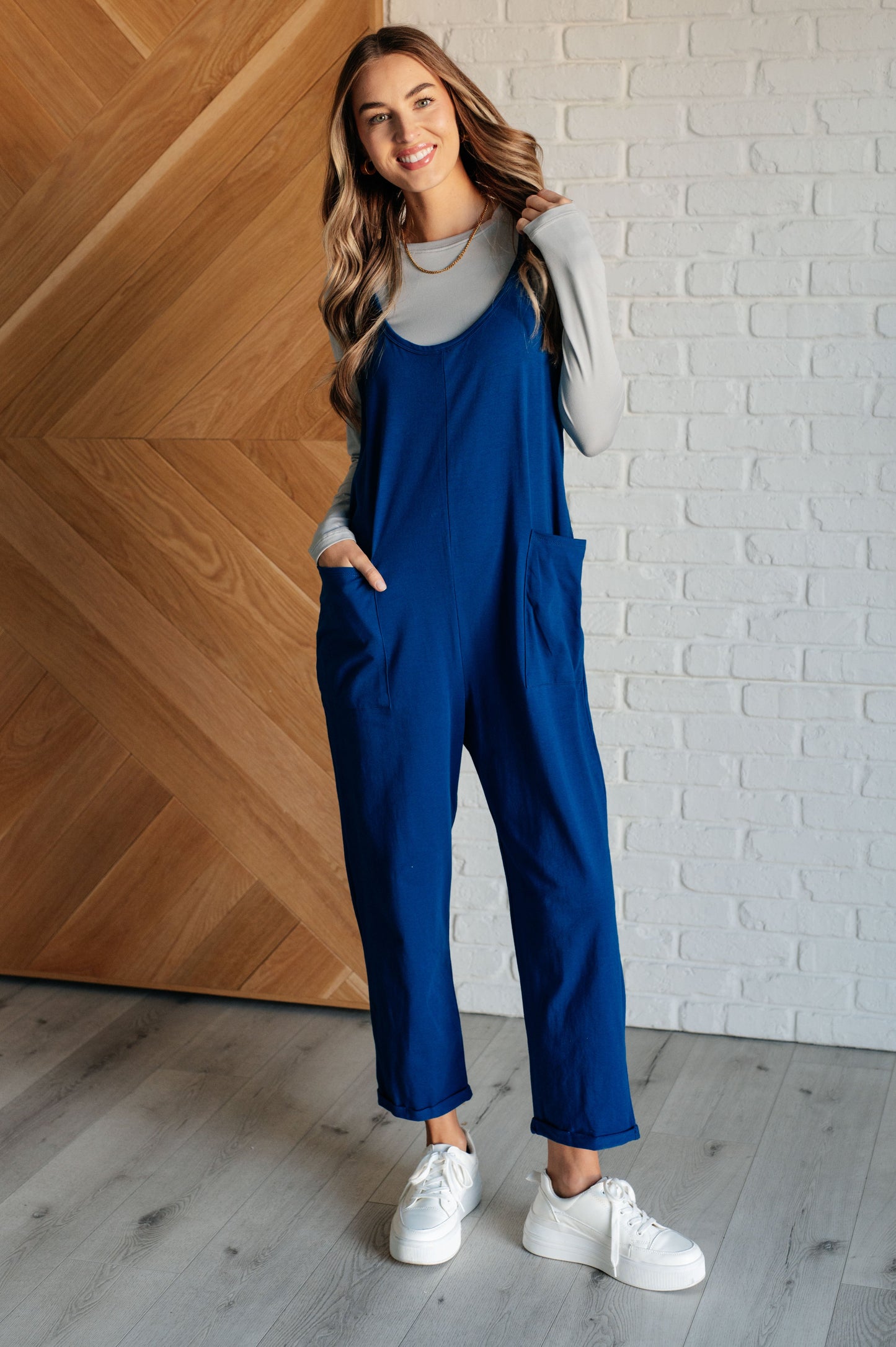 Effortlessly Yours Strappy Jumpsuit in Light Navy