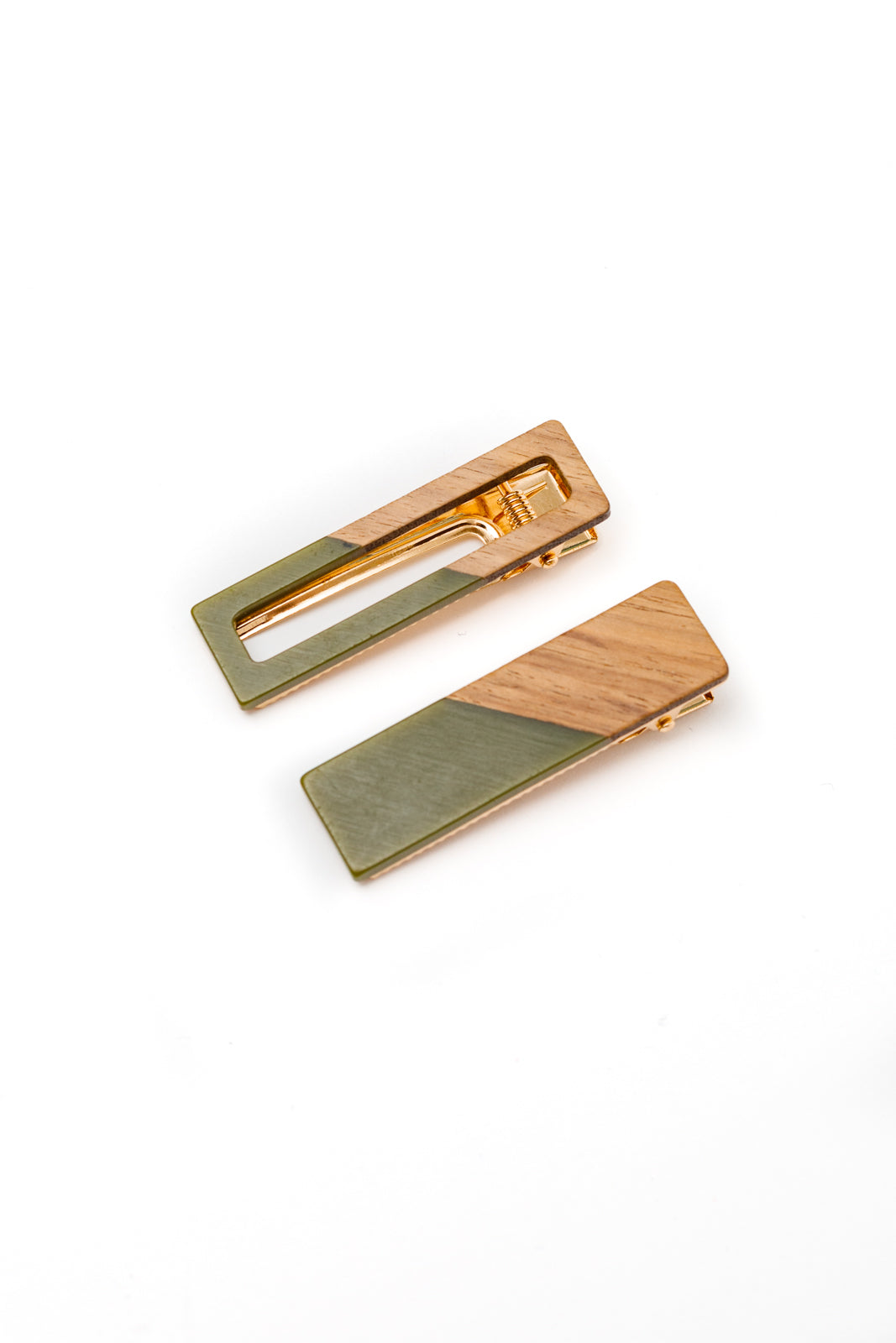 Verdant Charm Two-Tone Hair Clips