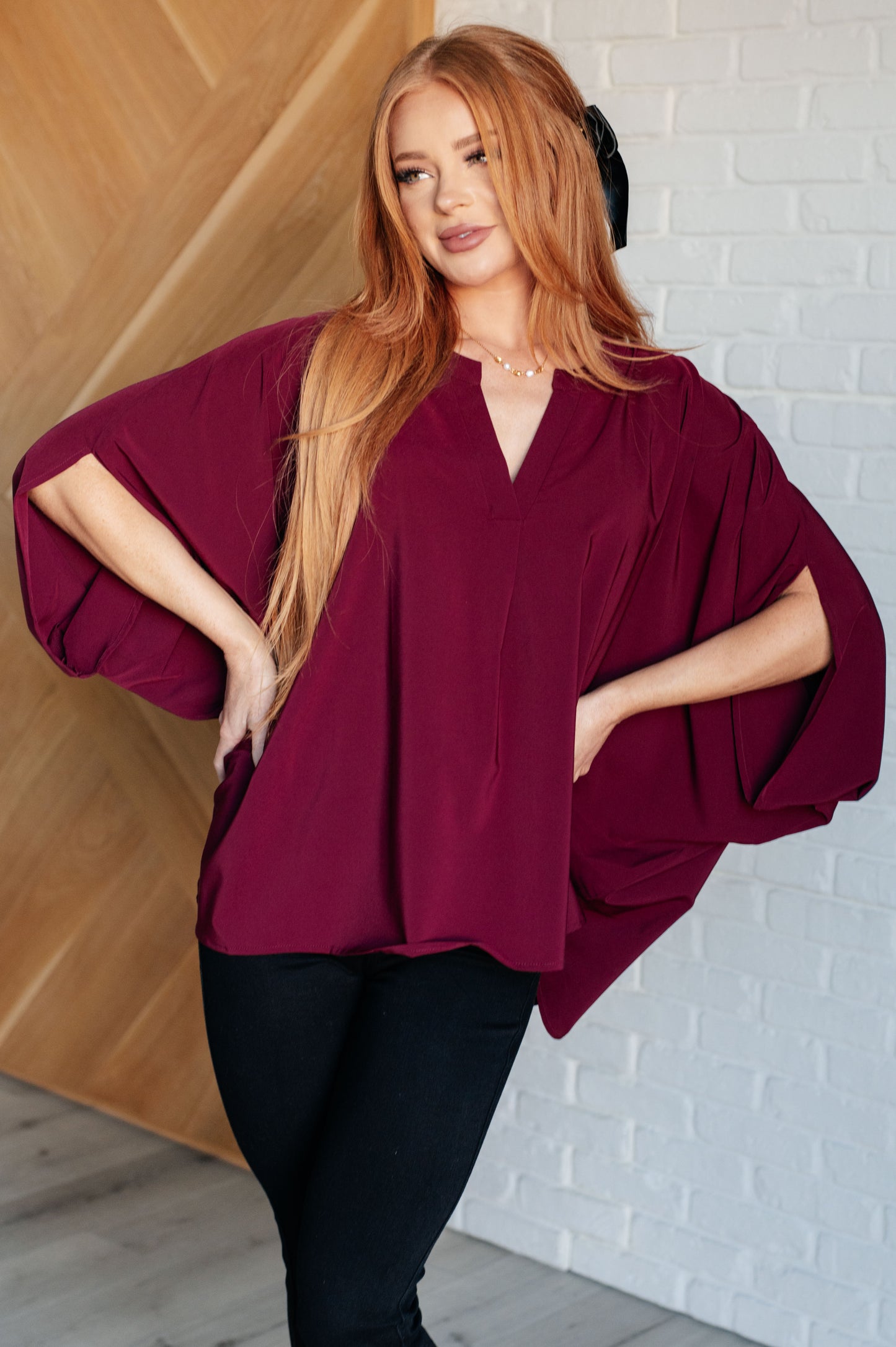 Effortless Allure Blouse in Wine