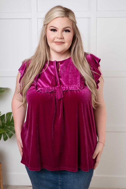 Queenly Charm Velveteen Blouse