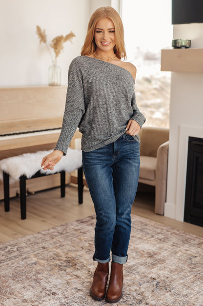 Smoky Hues Ribbed Knit Long Sleeve Top