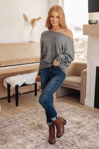 Smoky Hues Ribbed Knit Long Sleeve Top