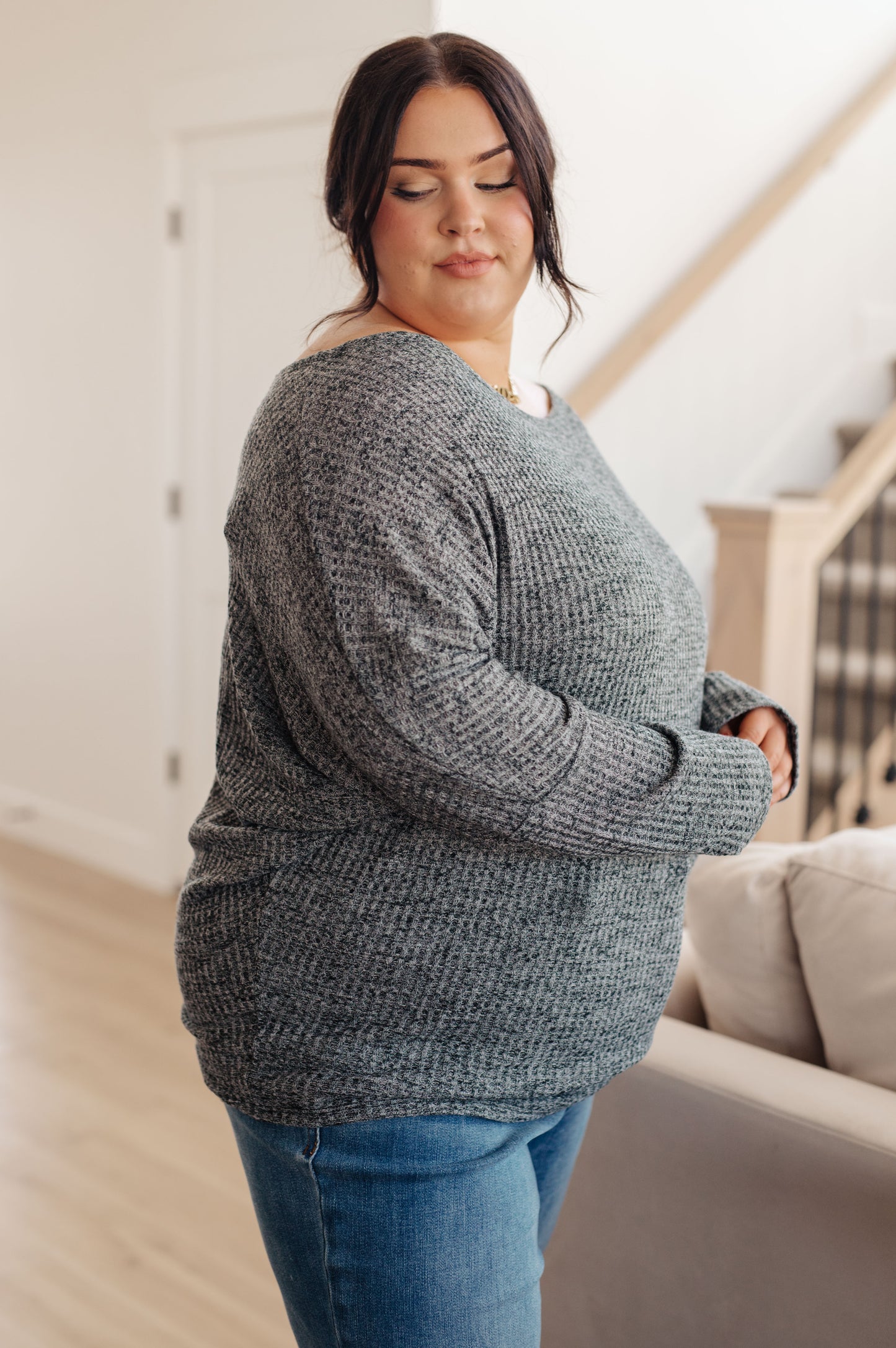 Smoky Hues Ribbed Knit Long Sleeve Top