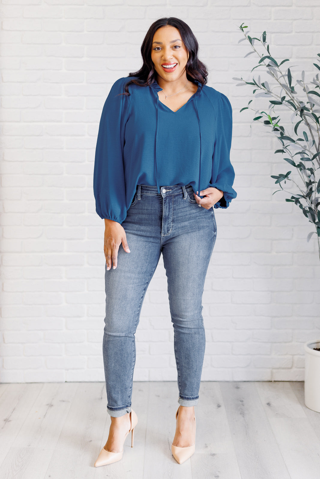 Faithful Tie-Back Ruffle Blouse