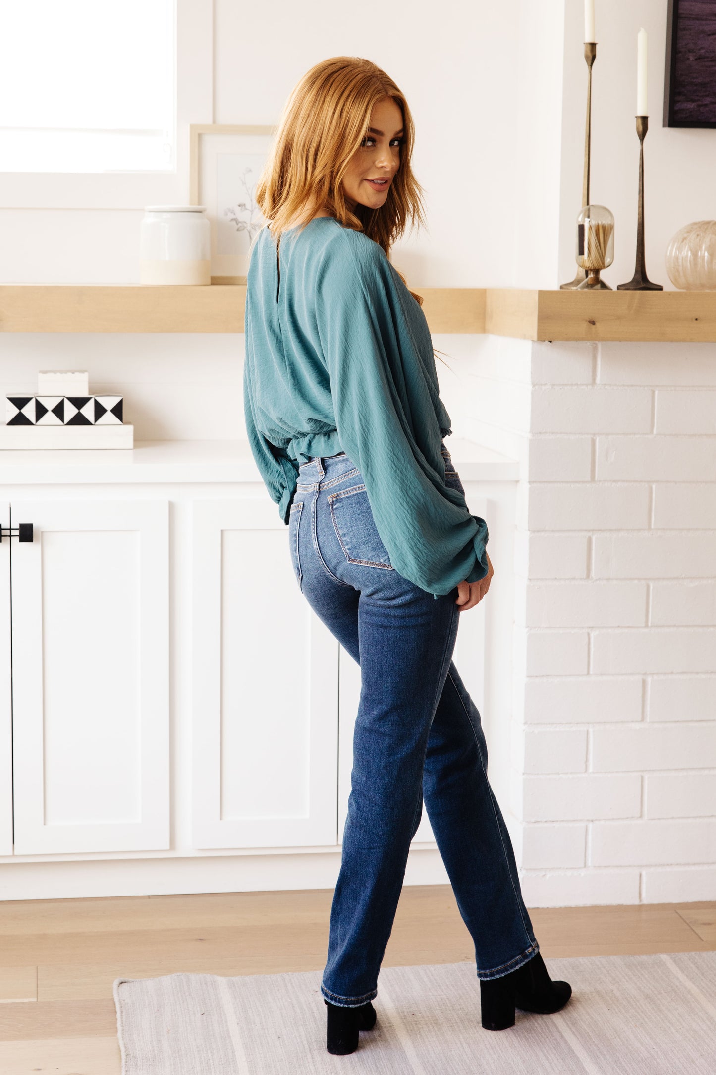 Effortless Grace Teal Ruffle Blouse - Redtop