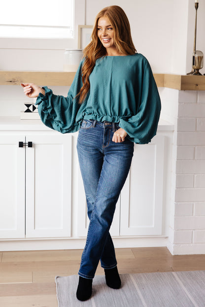 Effortless Grace Teal Ruffle Blouse - Redtop