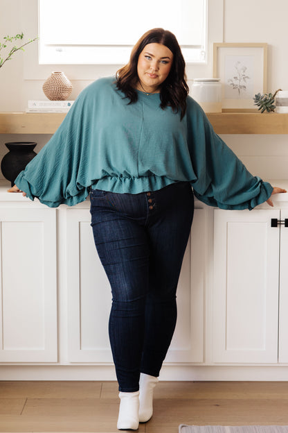 Effortless Grace Teal Ruffle Blouse - Redtop