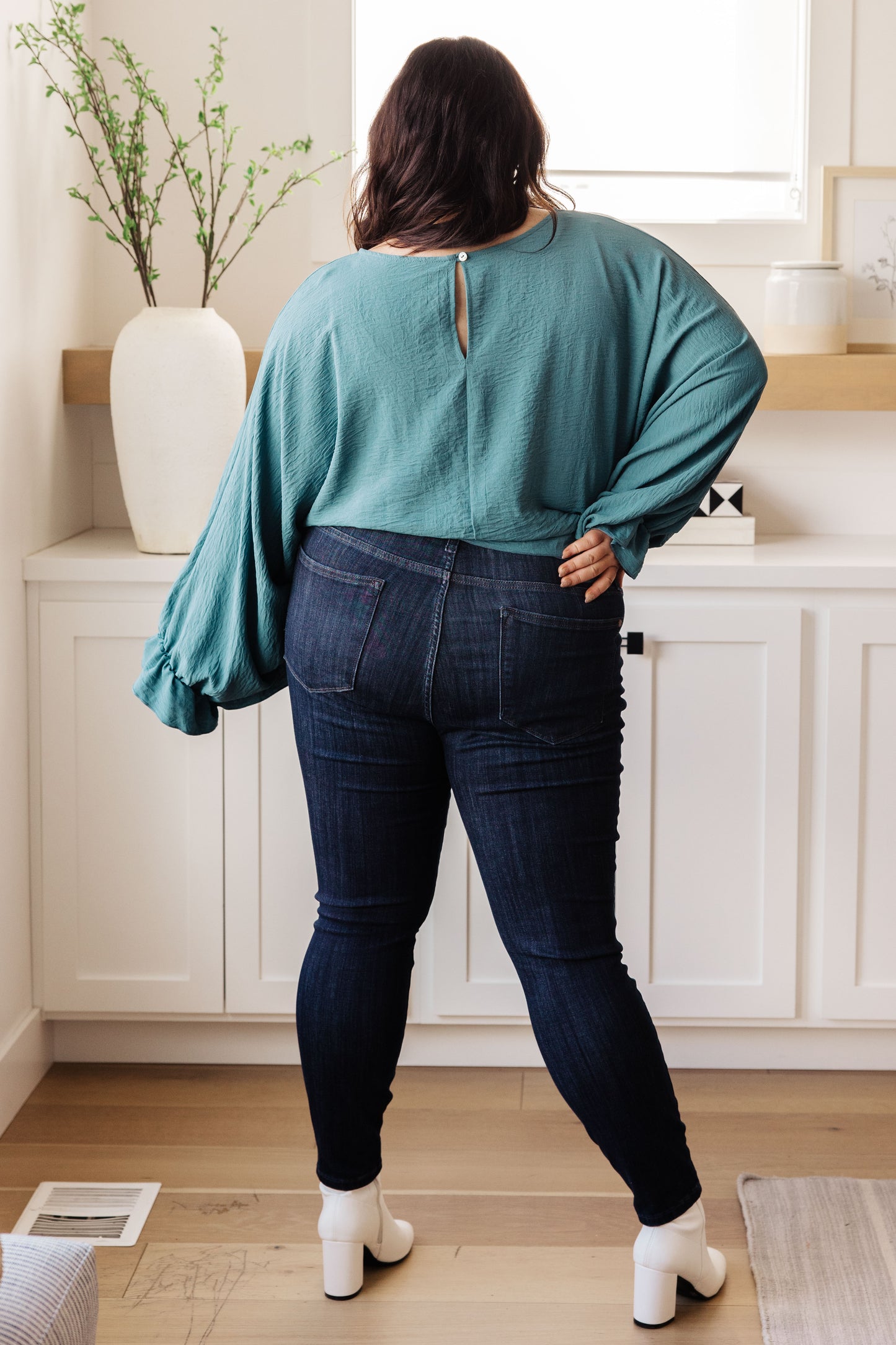 Effortless Grace Teal Ruffle Blouse - Redtop