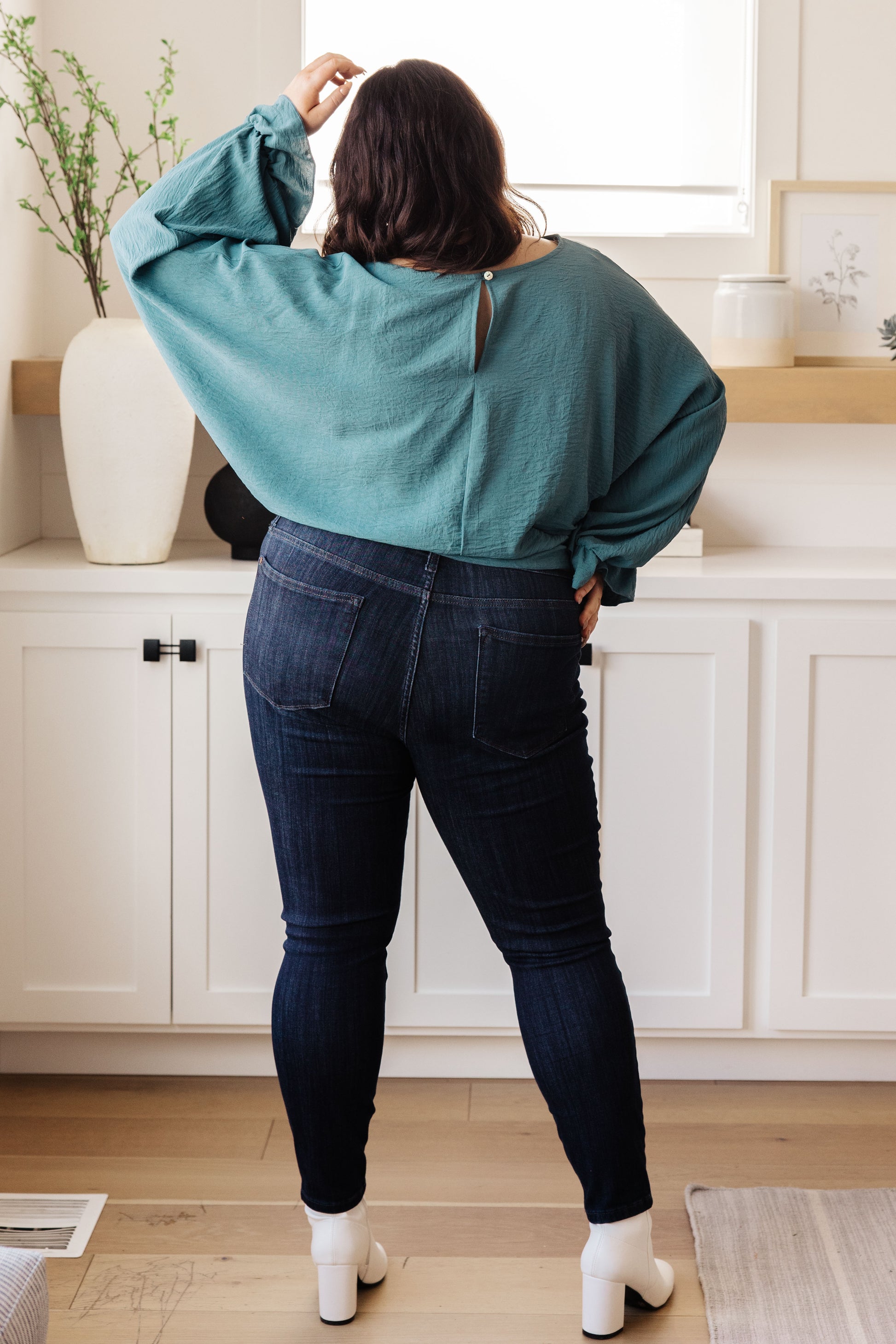 Effortless Grace Teal Ruffle Blouse - Redtop