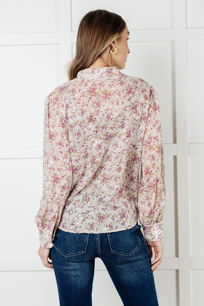 Floral Fusion Button-Up Blouse