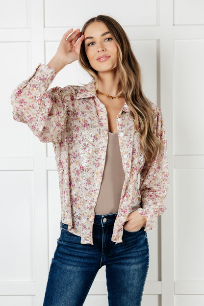 Floral Fusion Button-Up Blouse