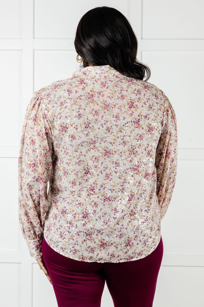 Floral Fusion Button-Up Blouse