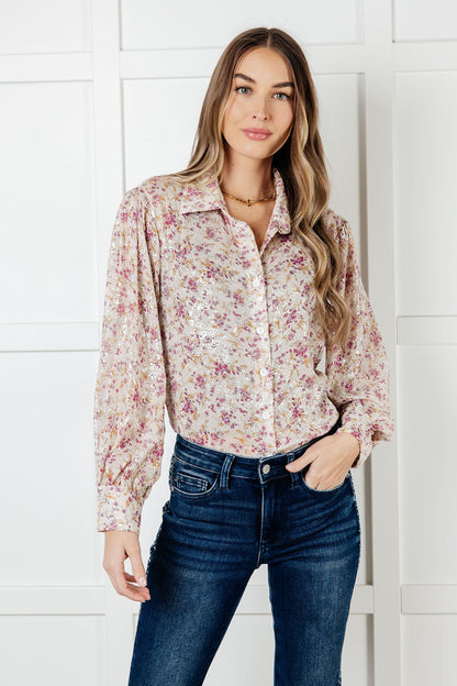 Floral Fusion Button-Up Blouse