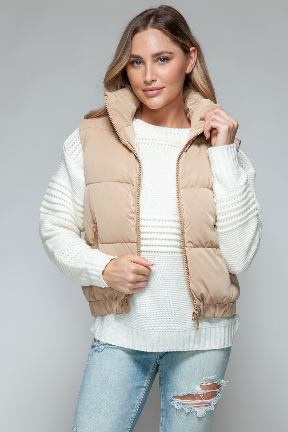 Posh Quilted Vest - Iced Coffee