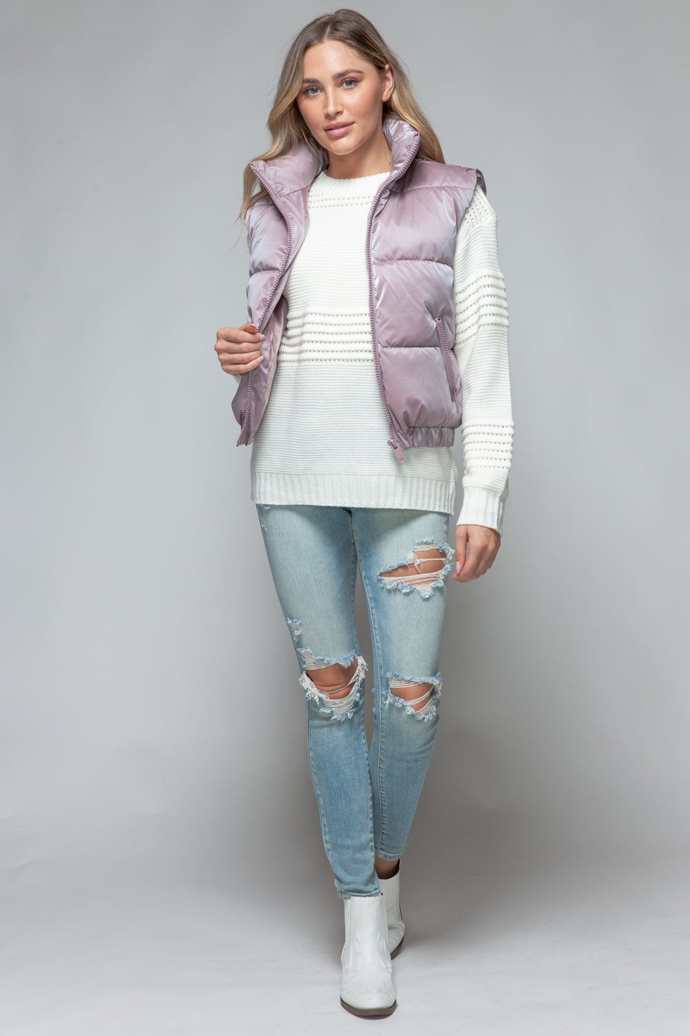 Posh Quilted Vest - Dark Rose