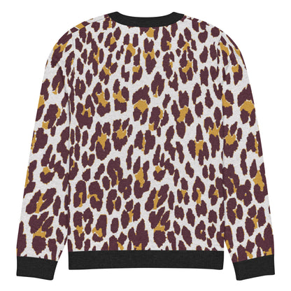 Black Nine Lives Animal Print Knitted Crewneck Sweater