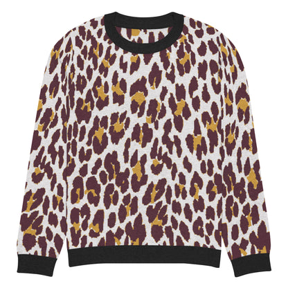 Black Nine Lives Animal Print Knitted Crewneck Sweater