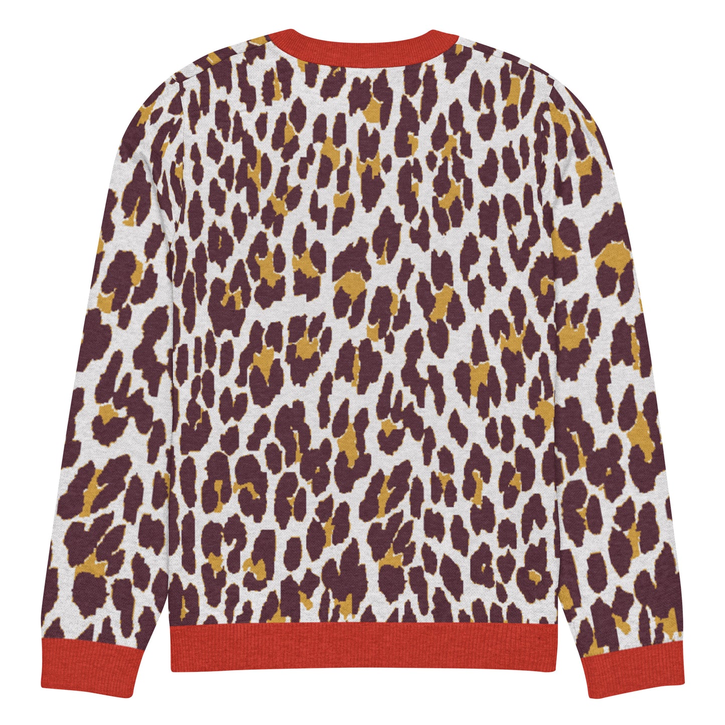 Red Nine Lives Animal Print Knitted Crewneck Sweater