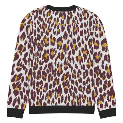 Black Nine Lives Animal Print Knitted Crewneck Sweater