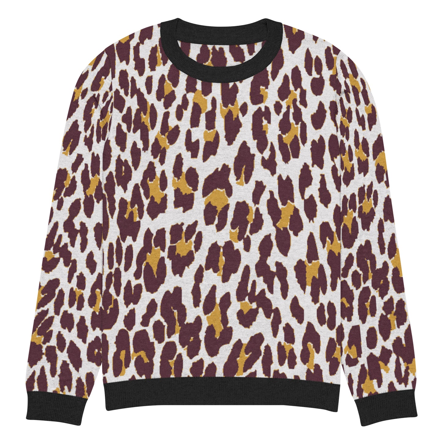 Black Nine Lives Animal Print Knitted Crewneck Sweater