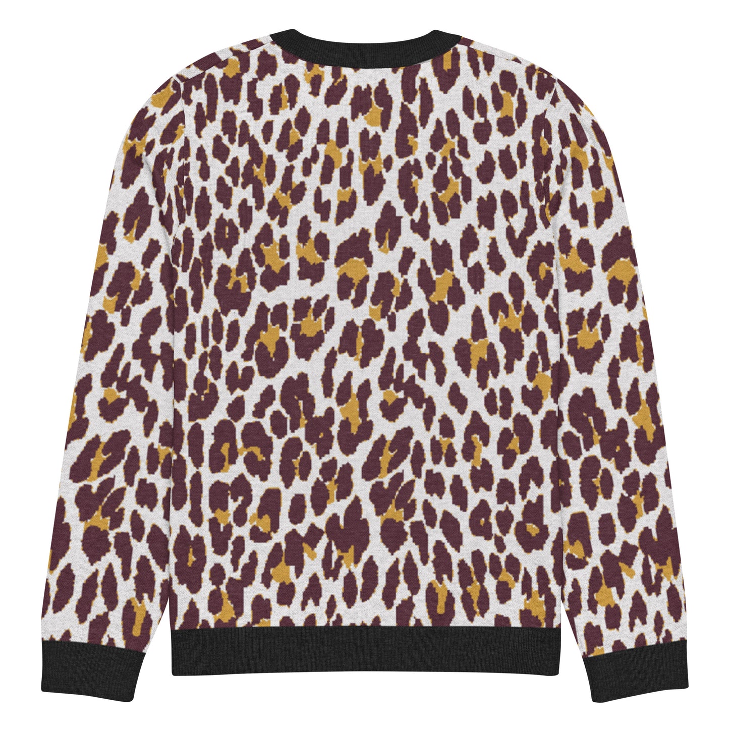 Black Nine Lives Animal Print Knitted Crewneck Sweater