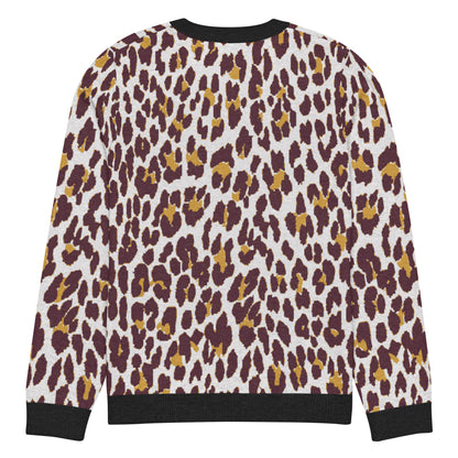 Black Nine Lives Animal Print Knitted Crewneck Sweater