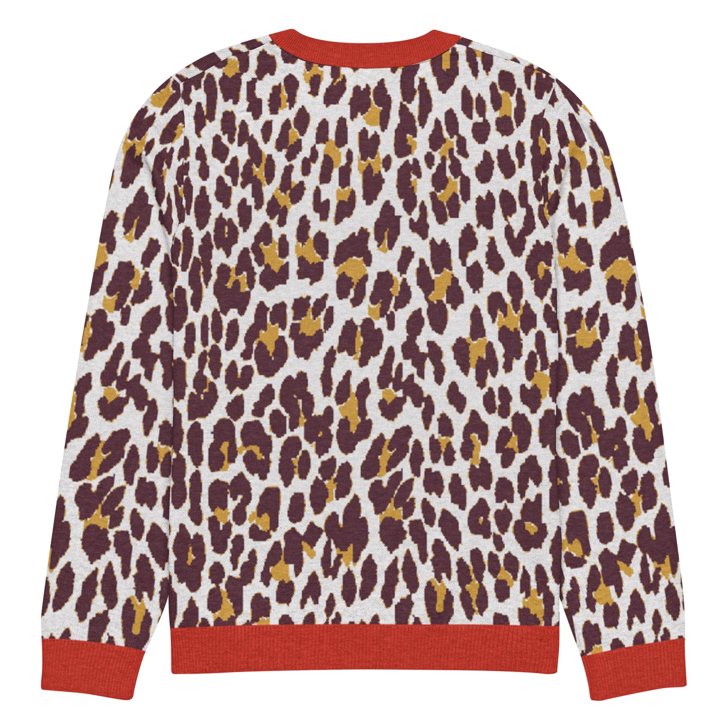 Red Nine Lives Animal Print Knitted Crewneck Sweater