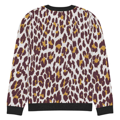 Black Nine Lives Animal Print Knitted Crewneck Sweater