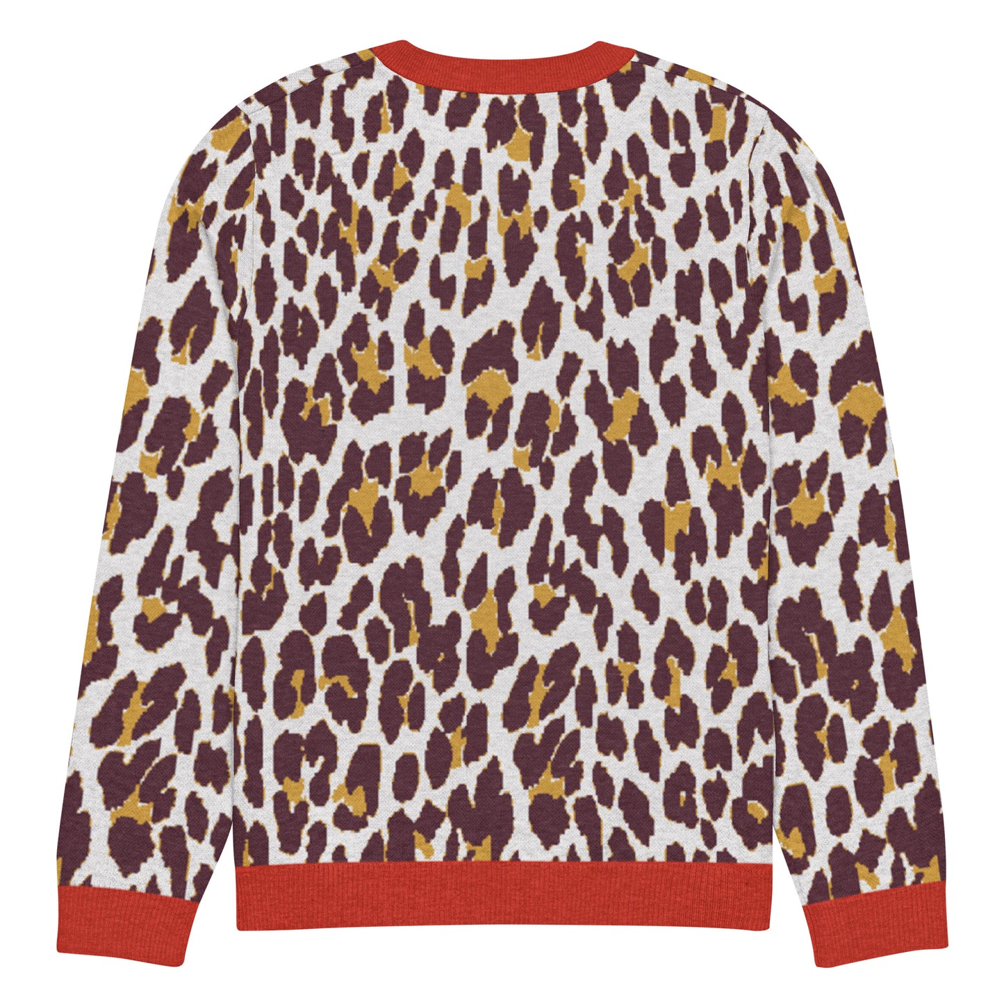 Red Nine Lives Animal Print Knitted Crewneck Sweater