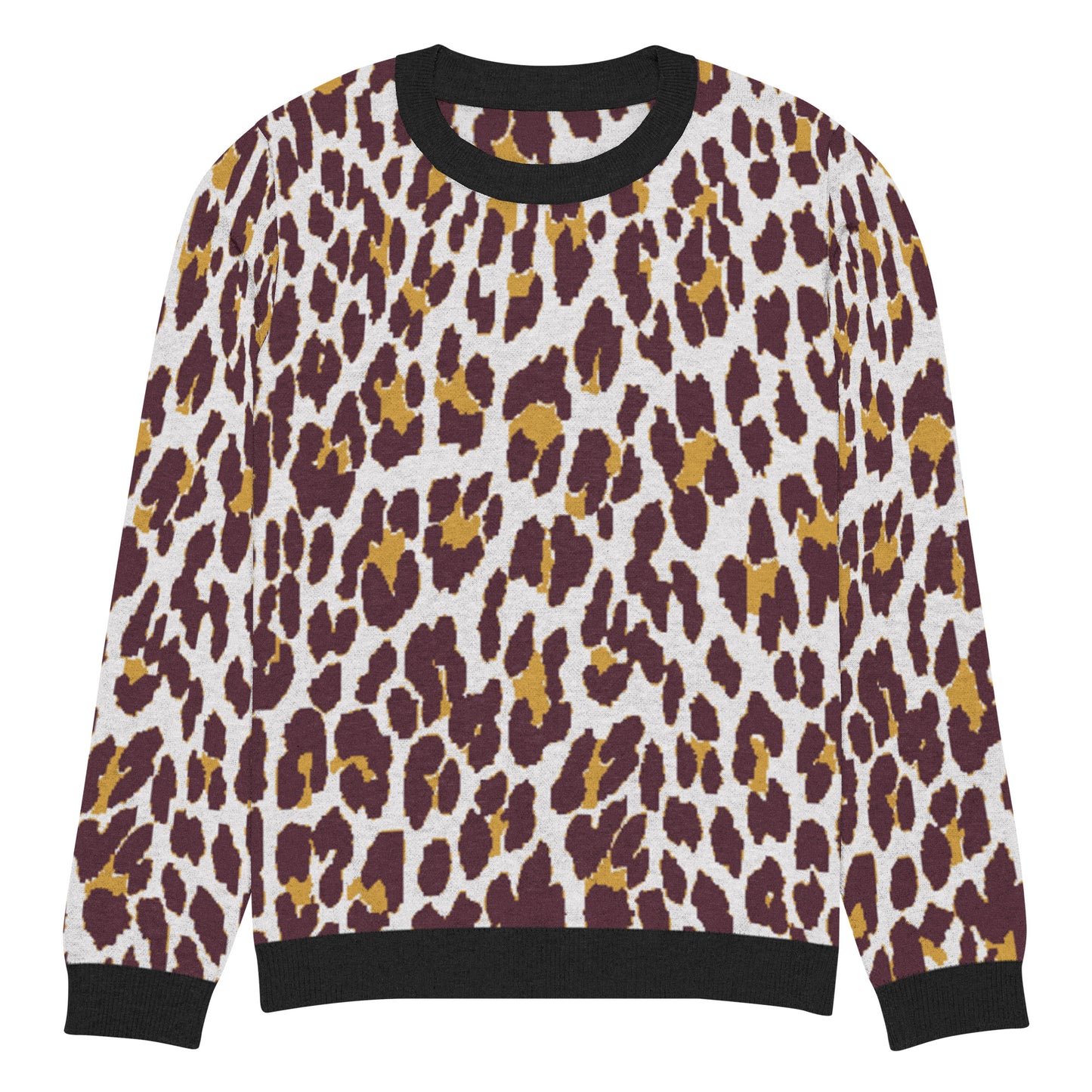 Black Nine Lives Animal Print Knitted Crewneck Sweater