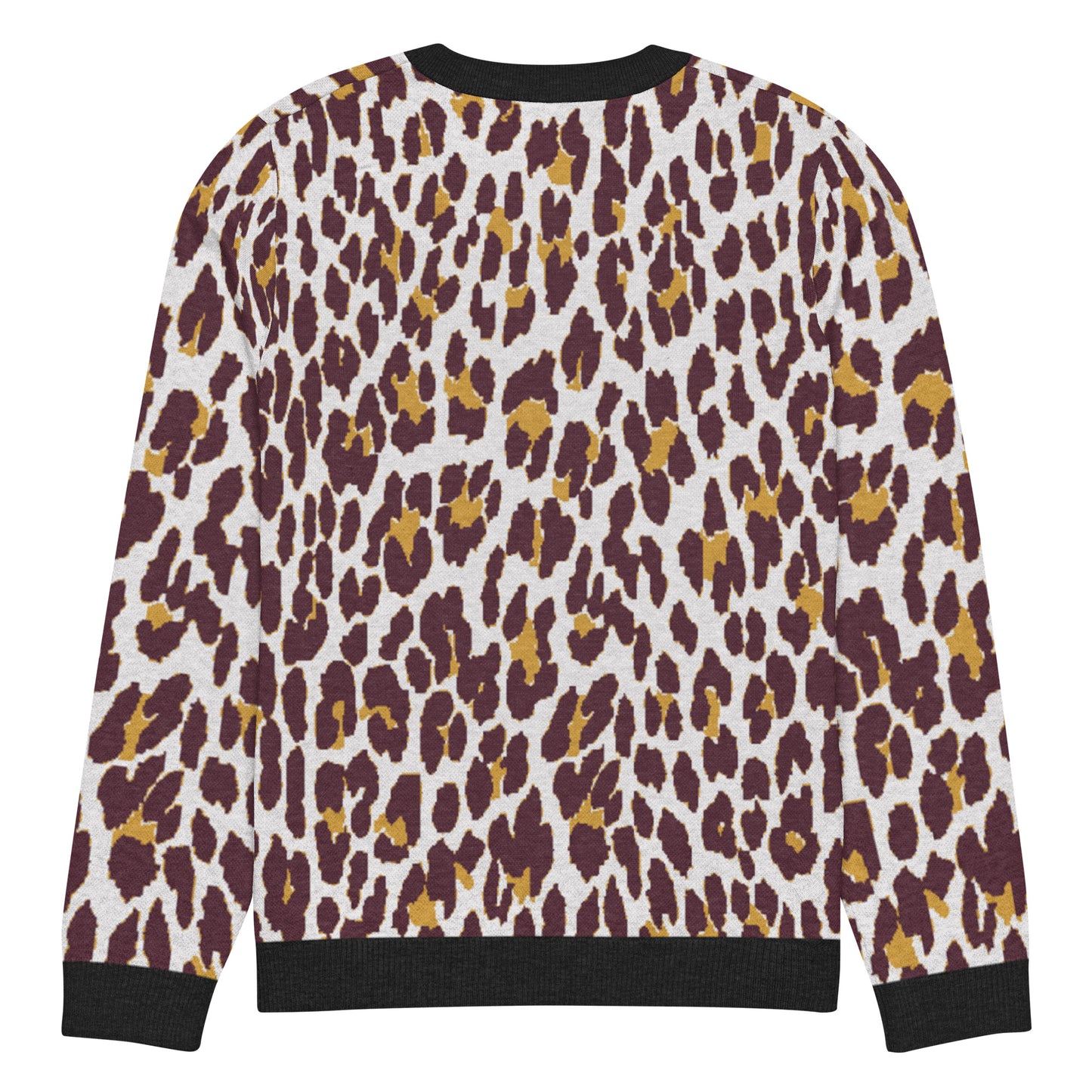 Black Nine Lives Animal Print Knitted Crewneck Sweater