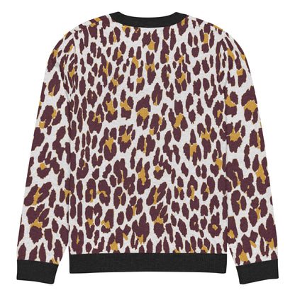 Black Nine Lives Animal Print Knitted Crewneck Sweater