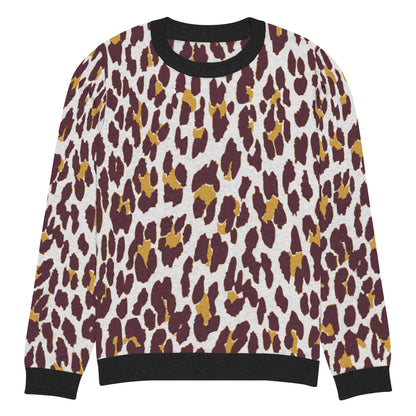 Black Nine Lives Animal Print Knitted Crewneck Sweater