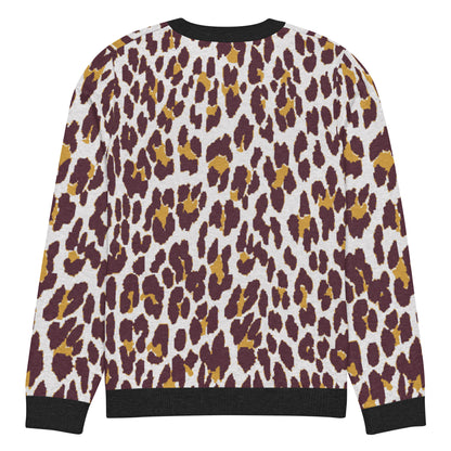 Black Nine Lives Animal Print Knitted Crewneck Sweater