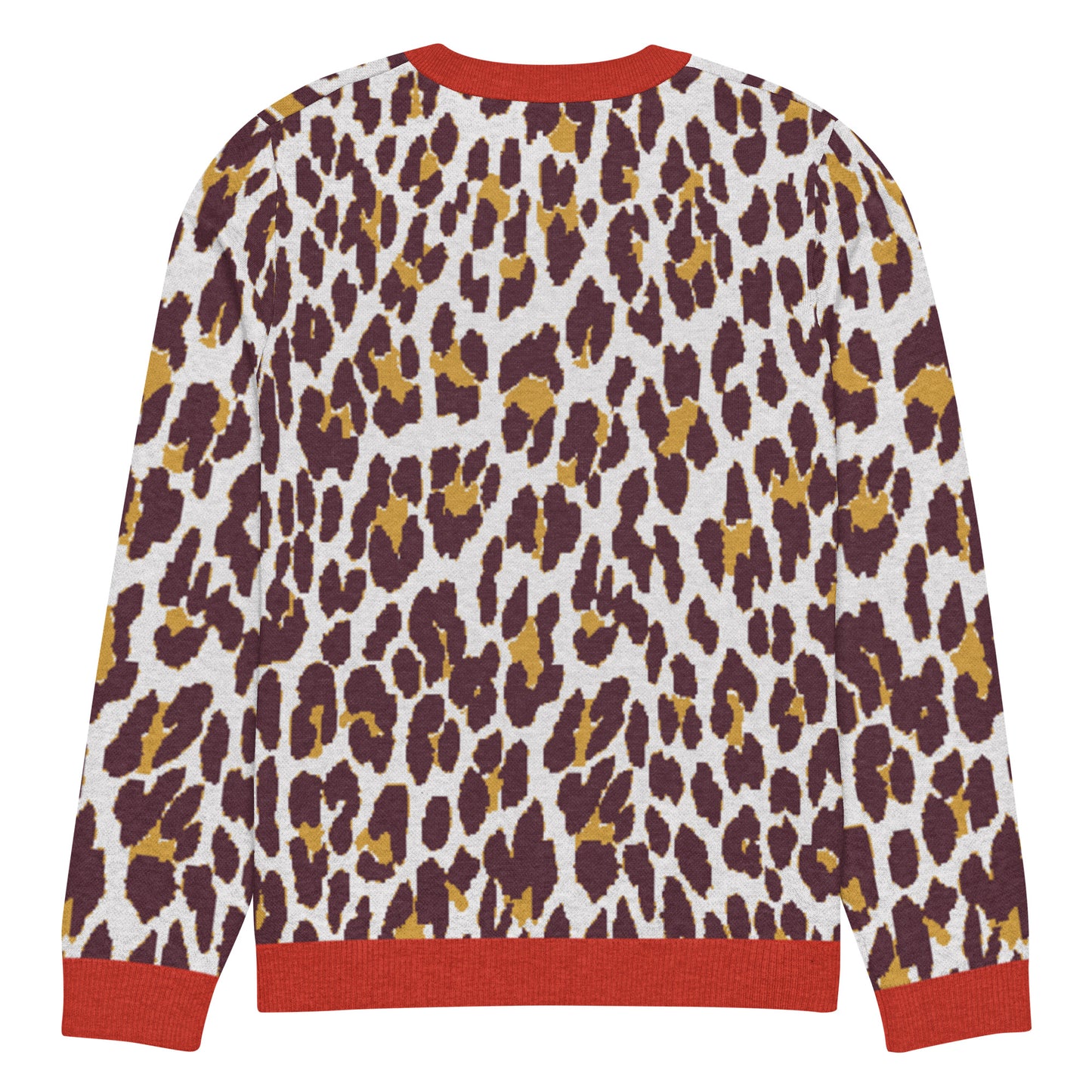 Red Nine Lives Animal Print Knitted Crewneck Sweater