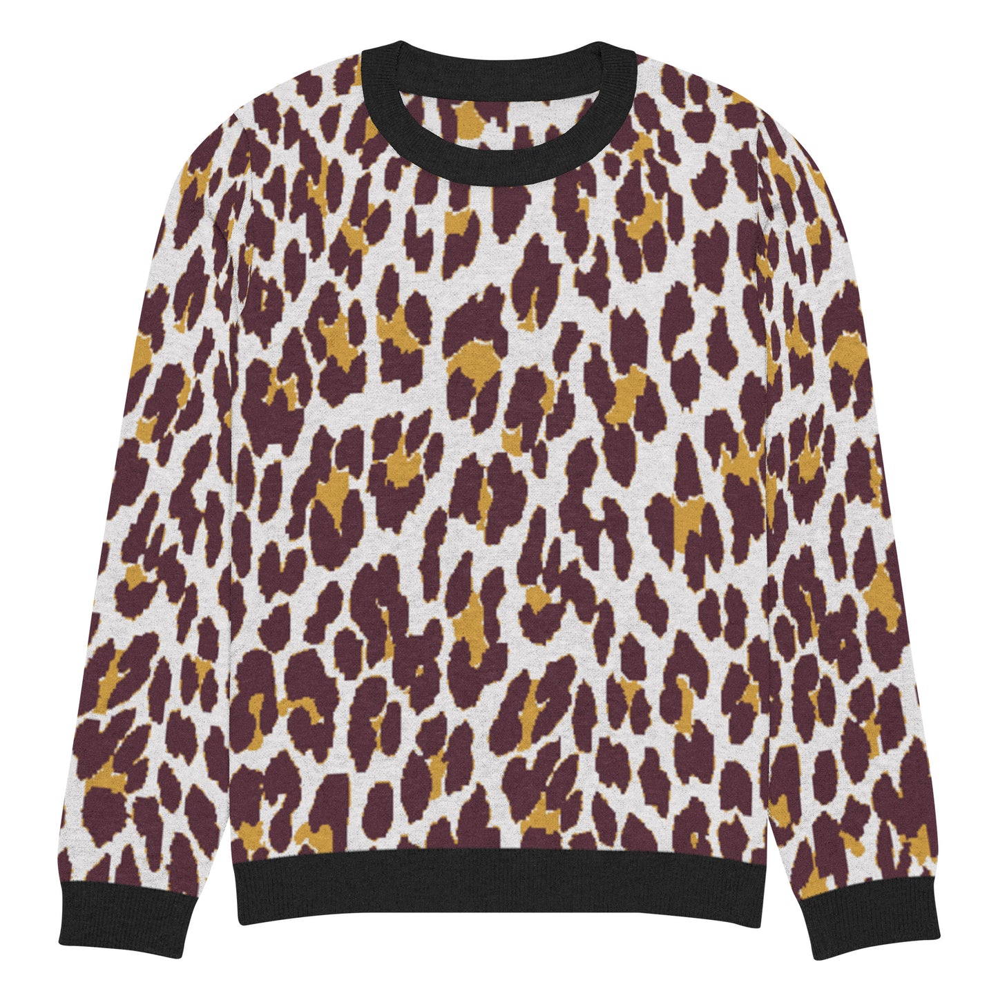 Black Nine Lives Animal Print Knitted Crewneck Sweater