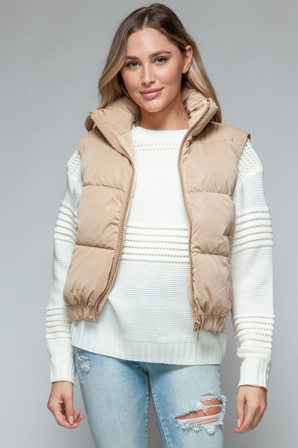 Posh Quilted Vest - Iced Coffee