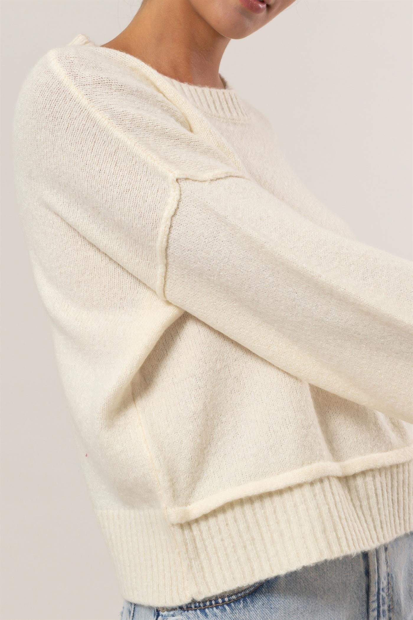 Relaxed Ribbed Round Neck Sweater