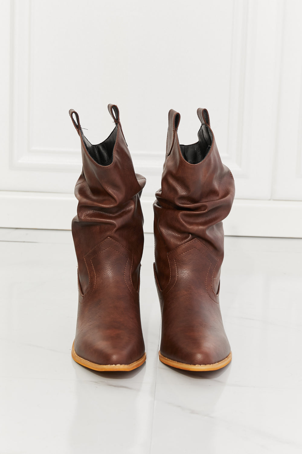 Texas Twist Scrunch Cowboy Boots in Brown