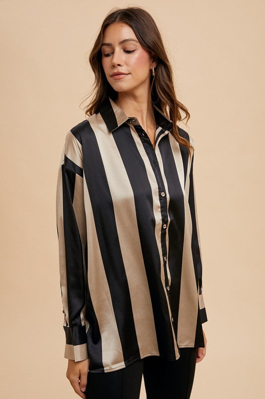 Coastal Breeze Striped Button-Up Shirt