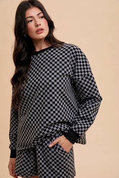 Black Checkered Lounge Set