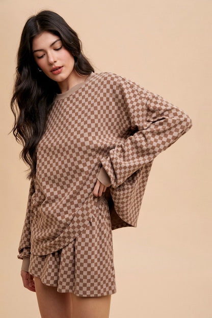 Mocha Checkered Lounge Set