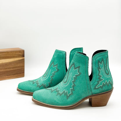 Saddle Up Leather Booties - Turquoise